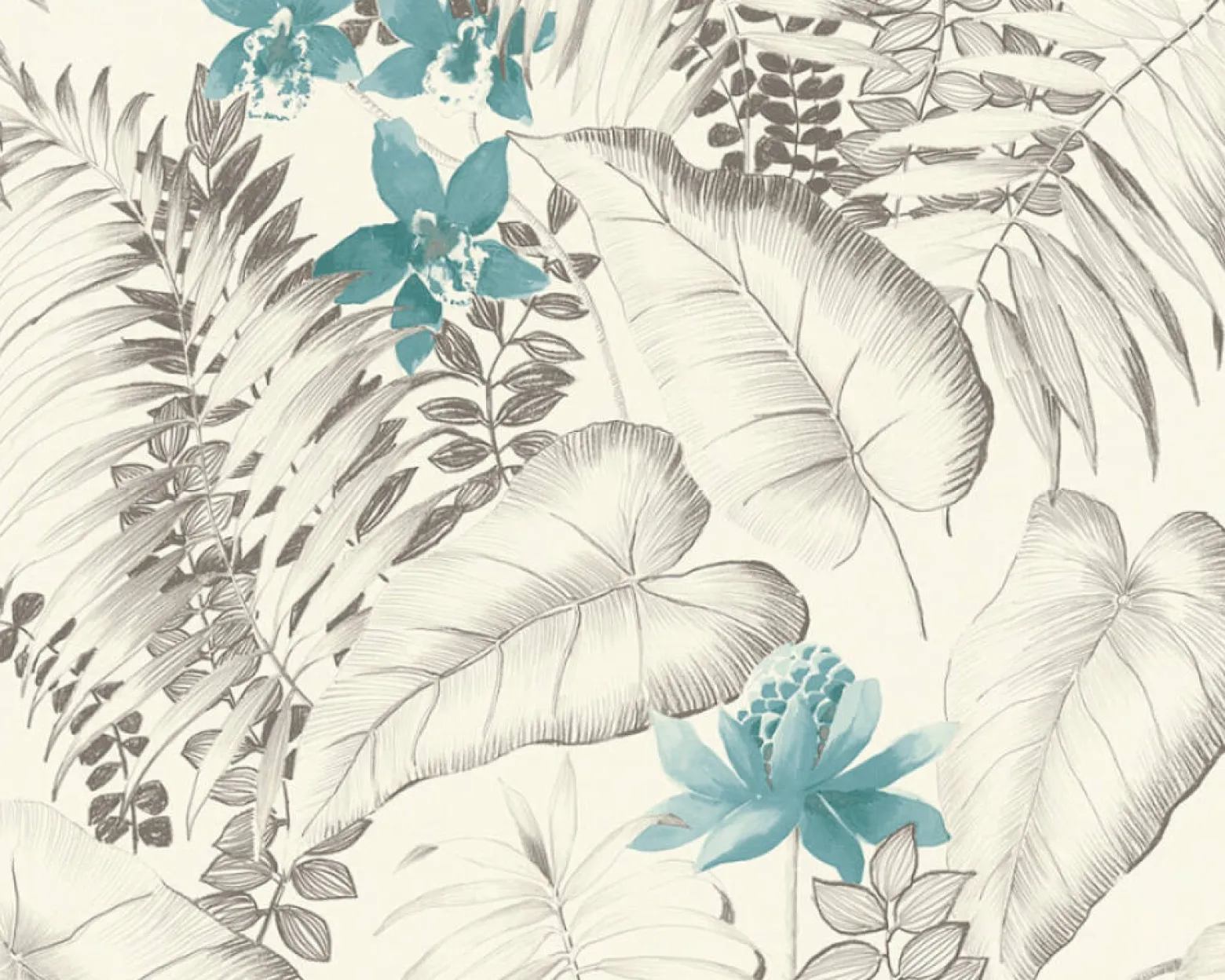 Vliestapete Exotisch Floral Blätter weiß braun 37279-2
