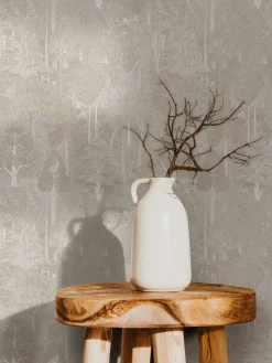 Vliestapete Exotisch Pflanzen Beige Weiß 47649