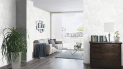 Vliestapete Farn weiß grau beige 10067-31