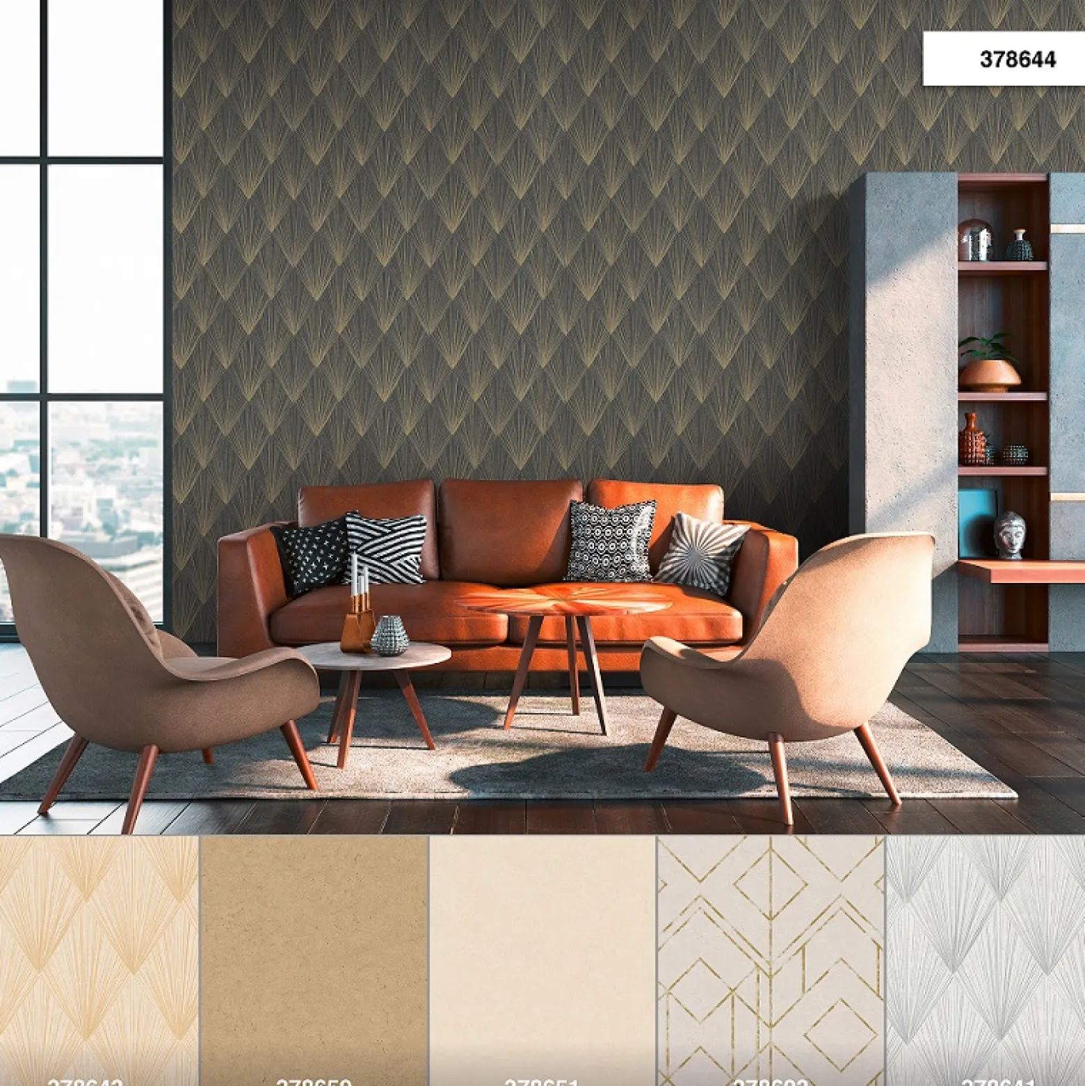 Vliestapete Fächer Grafisch gold metallic 37864-4