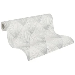 Vliestapete Fächer Grafisch grau silber Metallic 37864-1