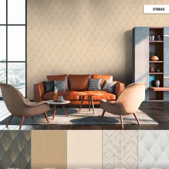 Vliestapete Fächer Grafisch gold beige metallic 37864-3