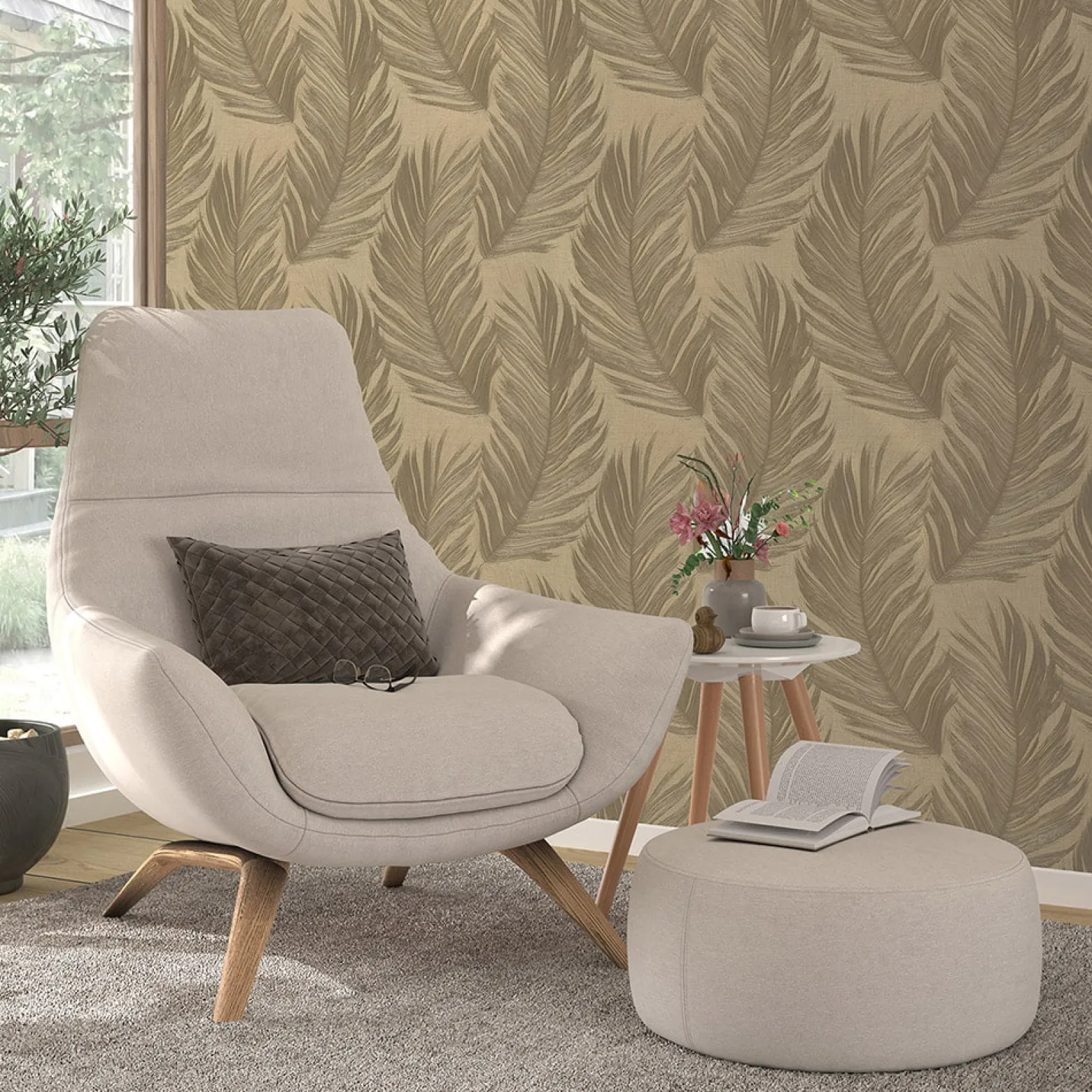 Vliestapete Federn Abstrakt Gold Metallic 10516-30