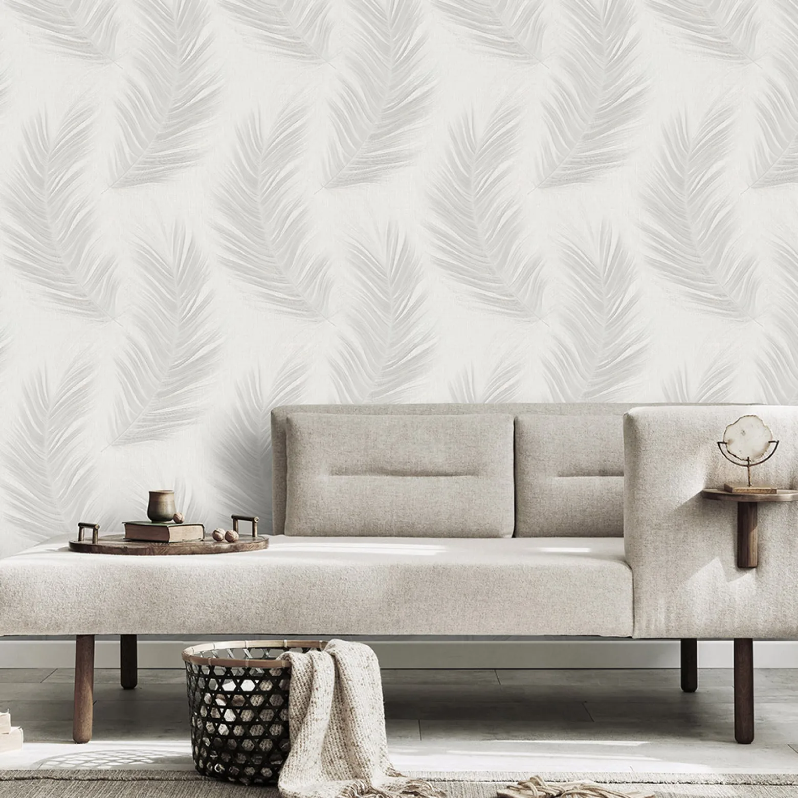 Vliestapete Federn Grau Creme Glitzer 10516-31