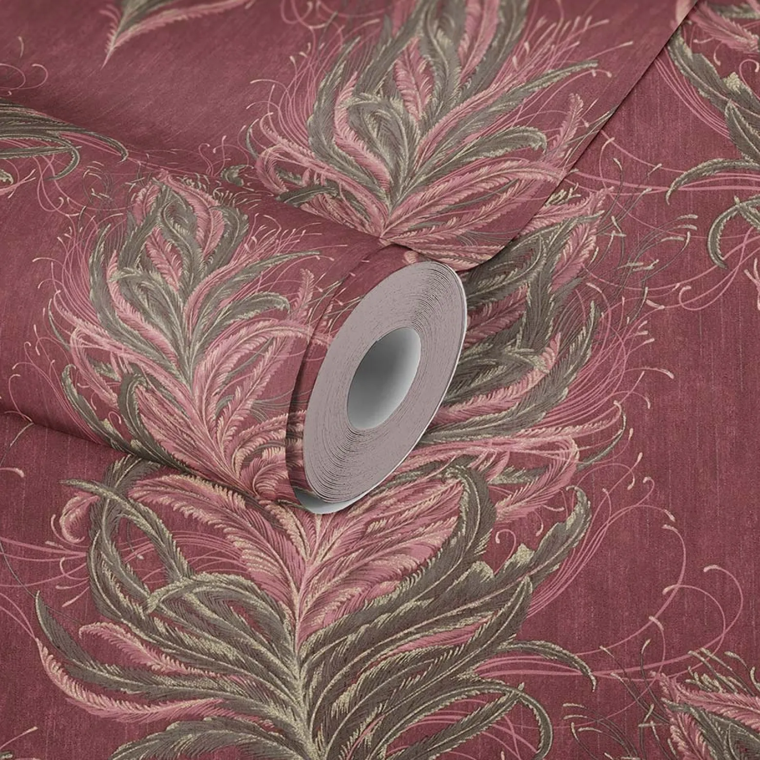 Vliestapete Federn Natur rot braun Mata Hari 38009-3