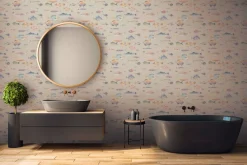 Vliestapete Fische Aquarell Beige Grau Bunt 39696-4