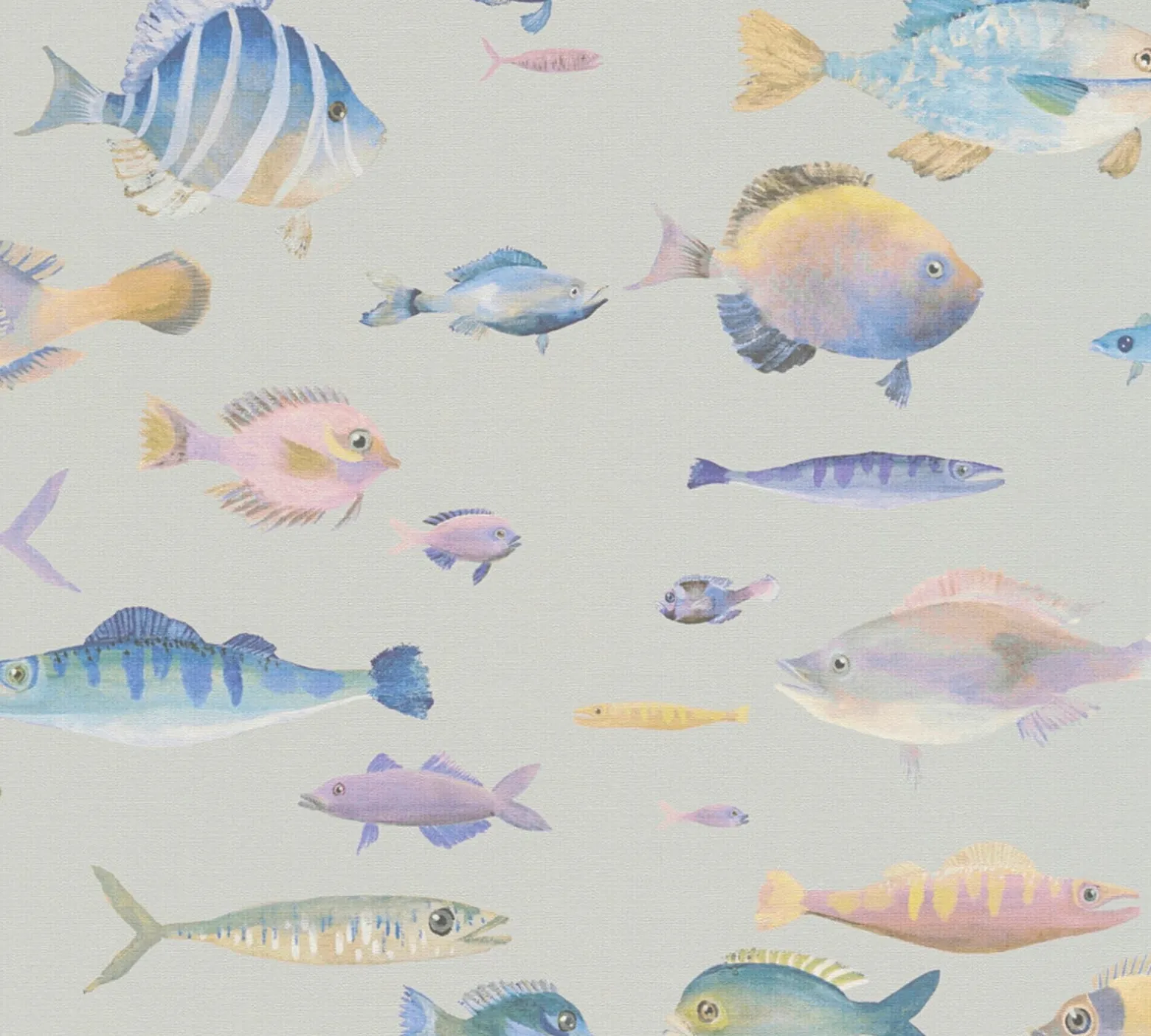 Vliestapete Fische Aquarell Beige Grau Bunt 39696-4