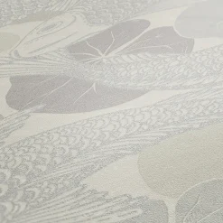 Vliestapete Fische Blätter beige grau Metallic 37859-6