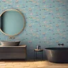Vliestapete Fische Türkis Blau Rosa 39696-3