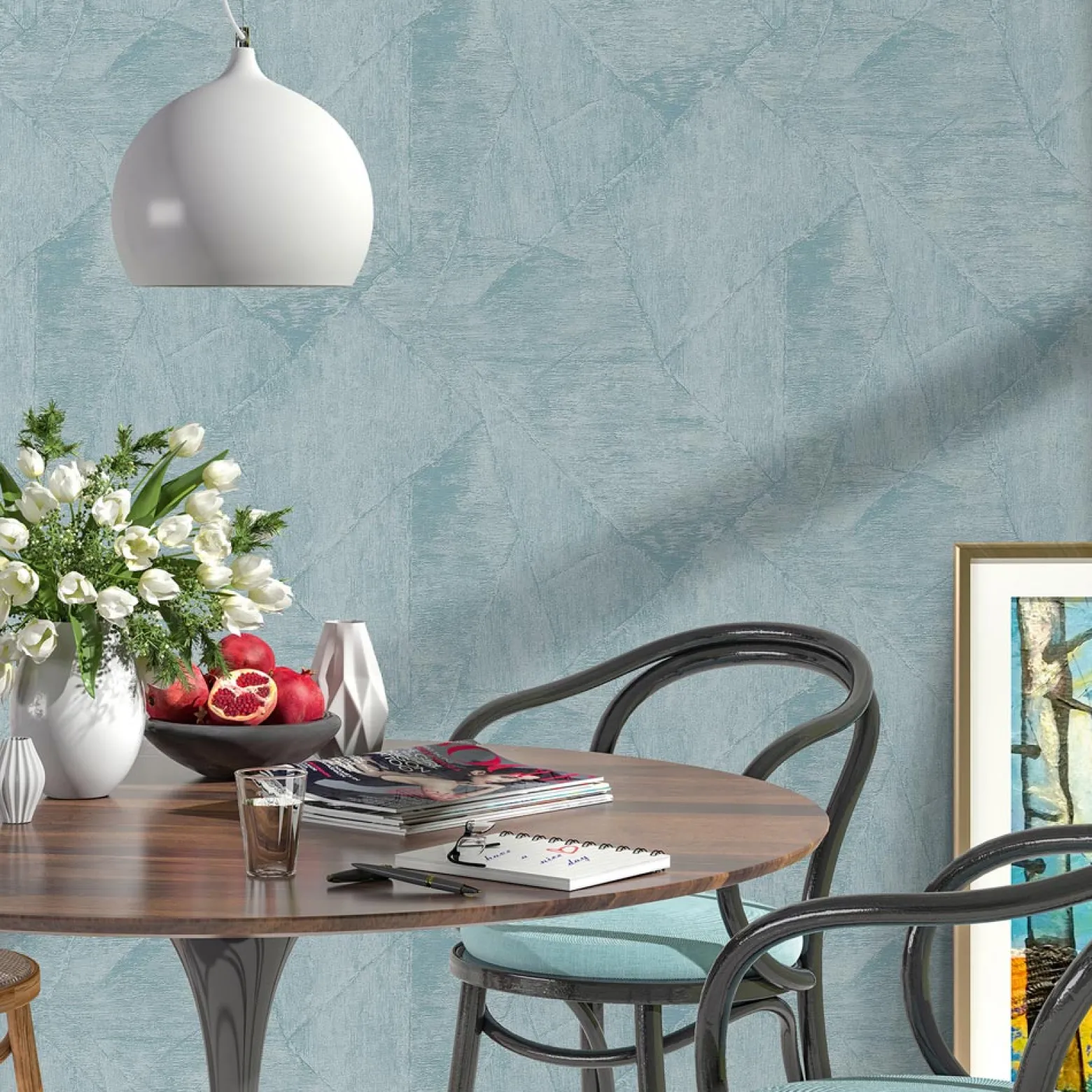 Vliestapete Flicken Hellblau Metallic 10319-18