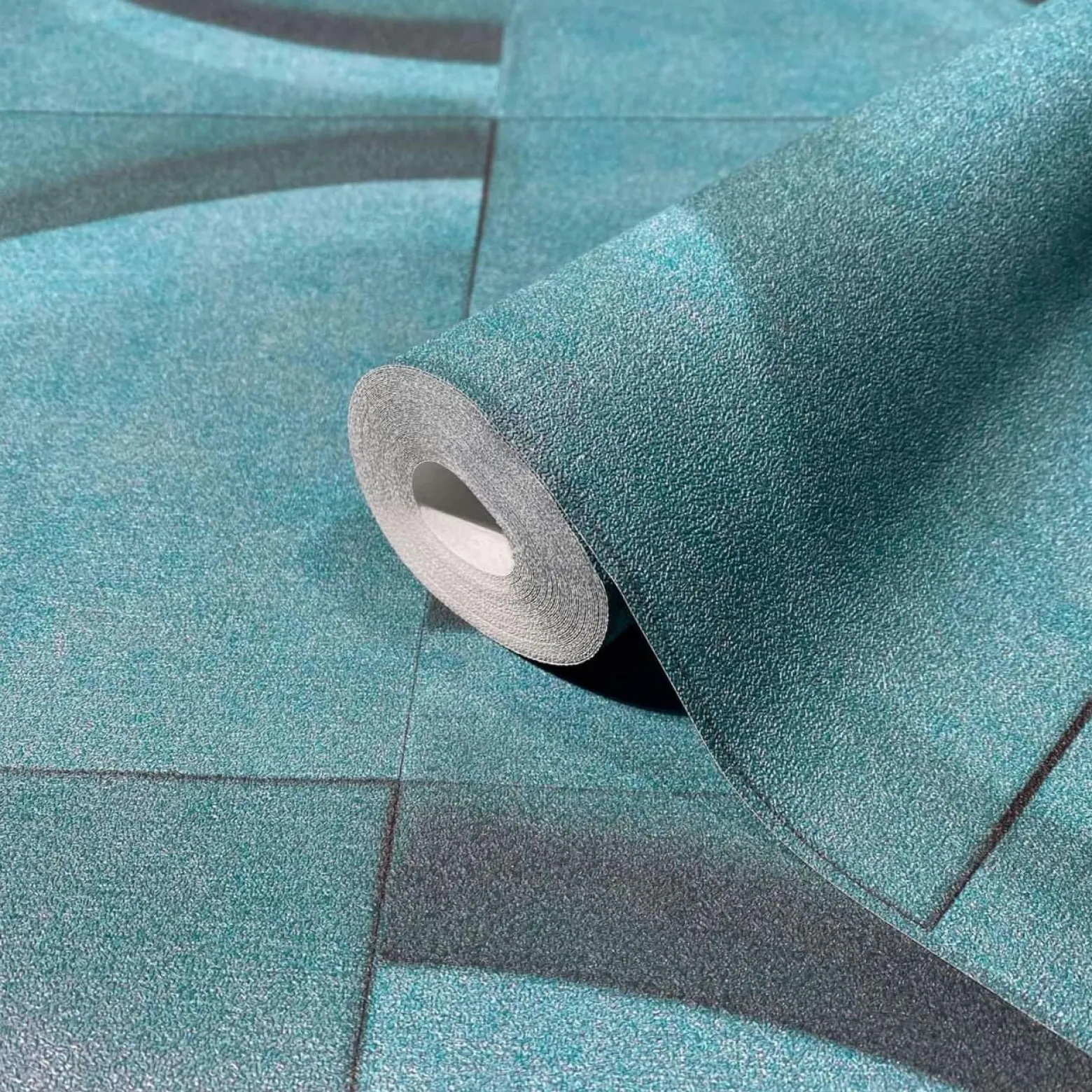 Vliestapete Fliesen 3D Effekt Kreise Dunkelblau 34465