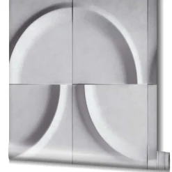 Vliestapete Fliesen 3D Effekt Kreise Hellgrau 34463