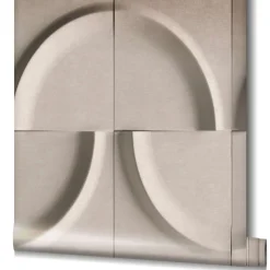 Vliestapete Fliesen 3D Effekt Kreise Grau Beige 34466