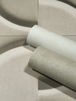 Vliestapete Fliesen 3D Effekt Kreise Grau Beige 34466