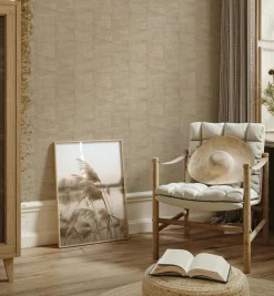 Vliestapete Fliesen Holzoptik Grafik Beige Braun 33359