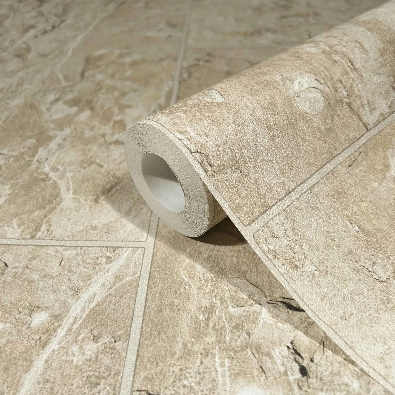 Vliestapete Fliesen Motiv Used-Look Beige Creme 45766