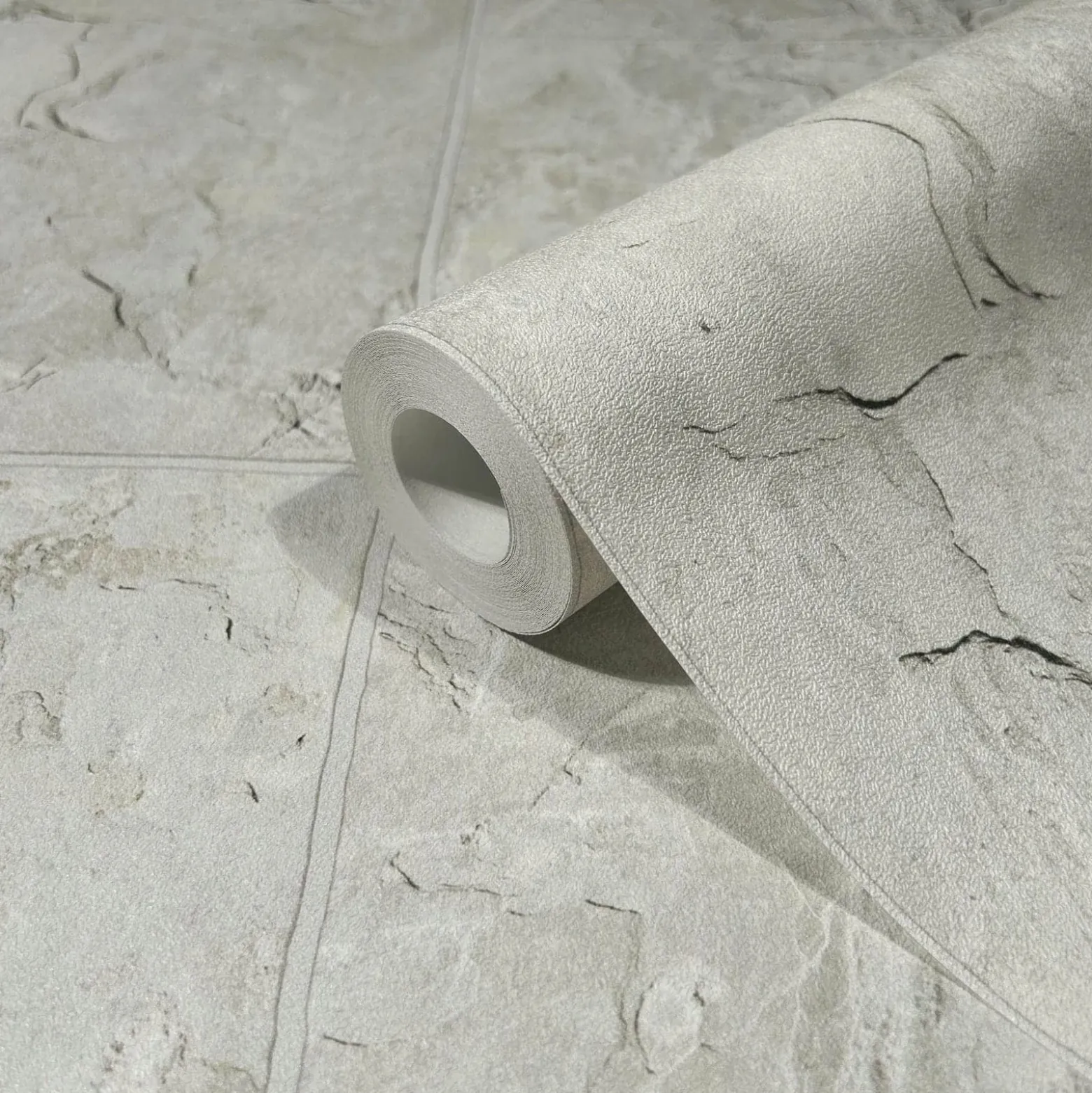 Vliestapete Fliesen Motiv Used-Look Grau Beige 45767