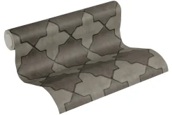 Vliestapete Fliesenoptik grau schwarz 37421-3