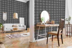Vliestapete Fliesenoptik grau schwarz 37421-3