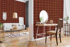 Vliestapete Fliesenoptik rot grau schwarz 37421-1
