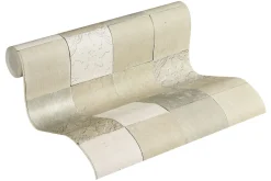 Vliestapete Fliesenspiegel beige creme silber 37406-4