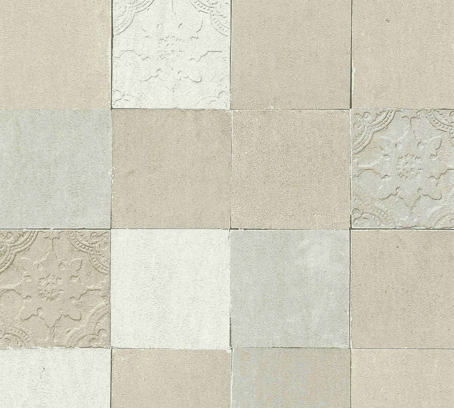 Vliestapete Fliesenspiegel beige creme silber 37406-4