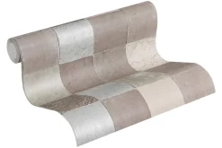 Vliestapete Fliesenspiegel taupe creme silber 37406-3