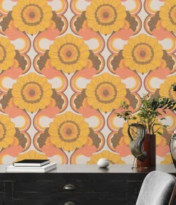 Vliestapete Floral Abstrakt Braun Gelb 39530-4