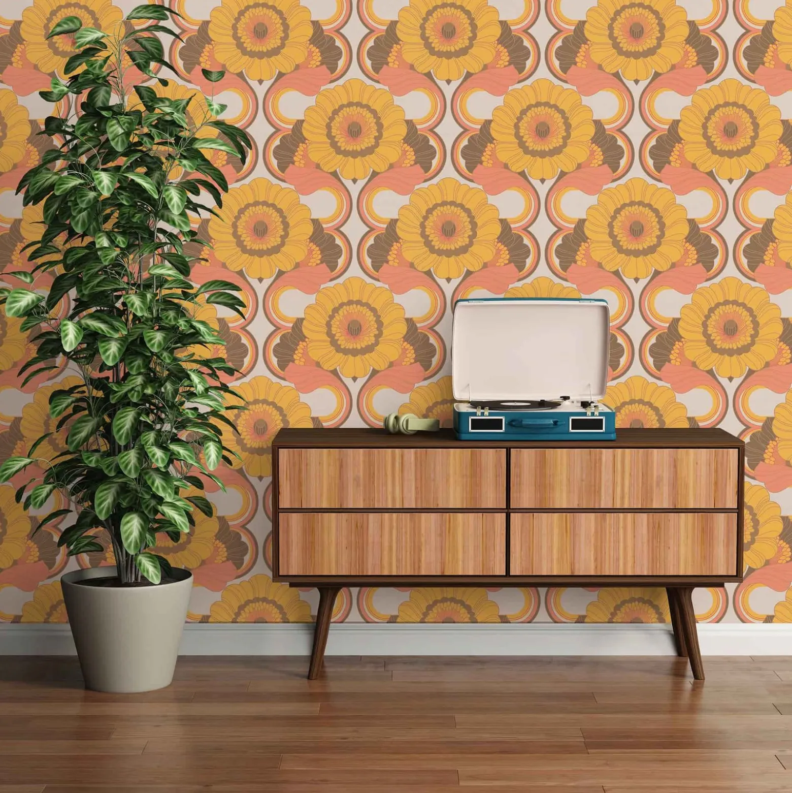 Vliestapete Floral Abstrakt Braun Gelb 39530-4