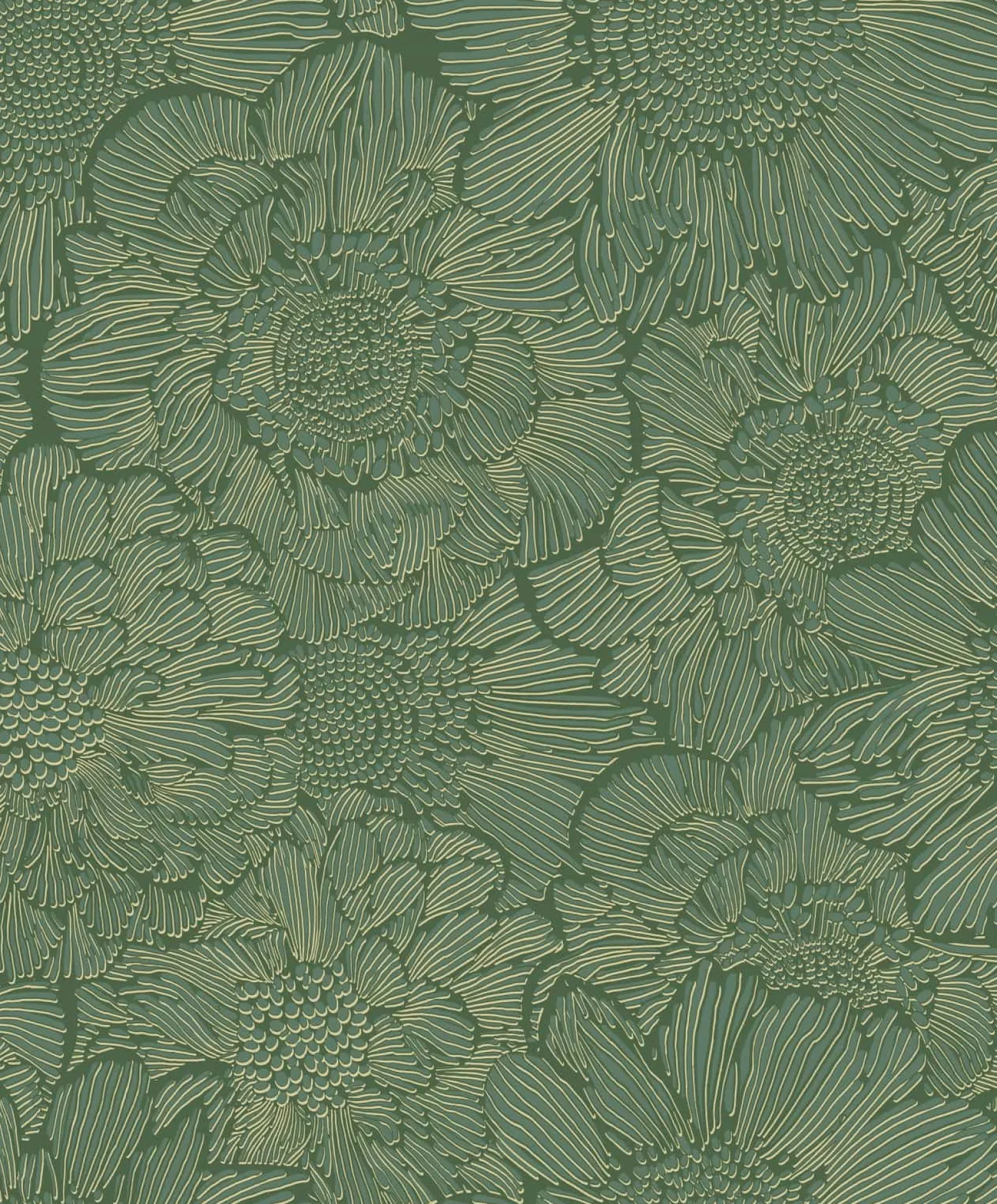 Vliestapete Floral Abstrakt Grün Gold Metallic A56403