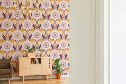 Vliestapete Floral Abstrakt Orange Lila 39530-3