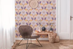 Vliestapete Floral Abstrakt Orange Lila 39530-3