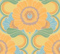 Vliestapete Floral Abstrakt Orange Blau 39530-1