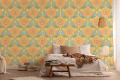 Vliestapete Floral Abstrakt Orange Blau 39530-1