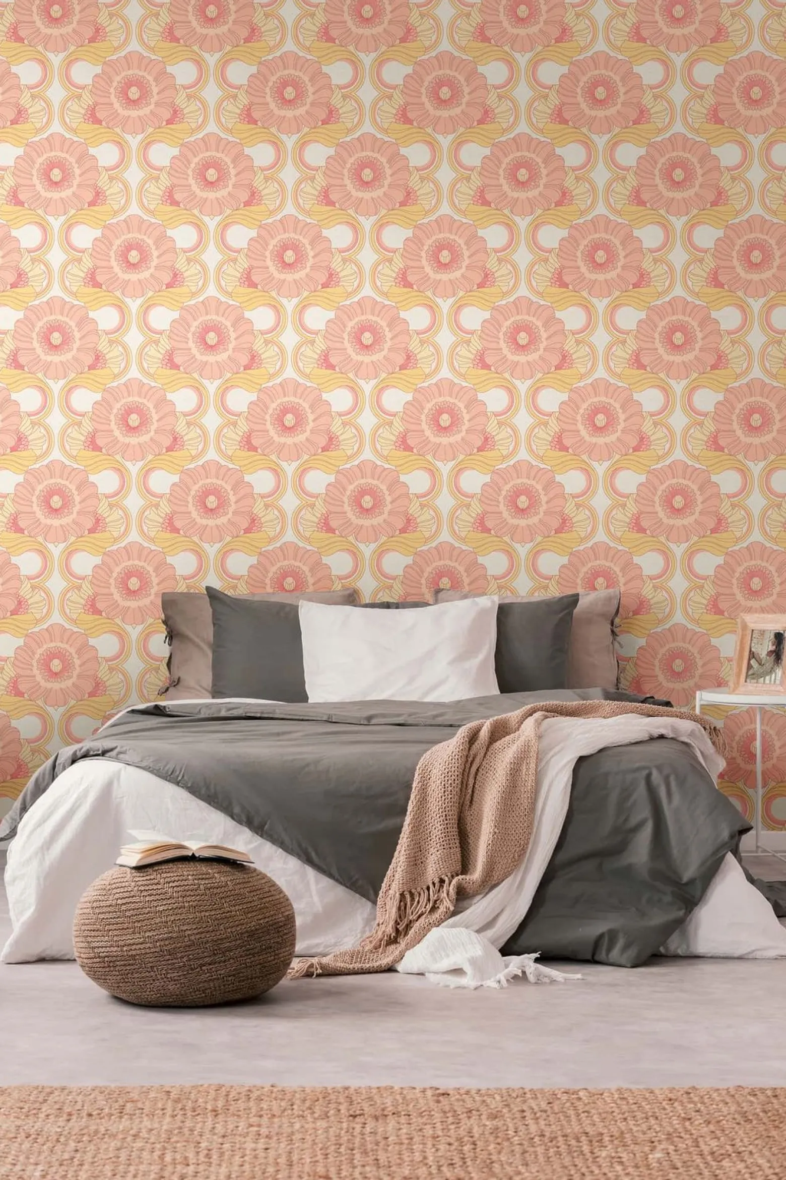 Vliestapete Floral Abstrakt Gelb Rosa 39530-5