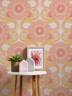 Vliestapete Floral Abstrakt Gelb Rosa 39530-5
