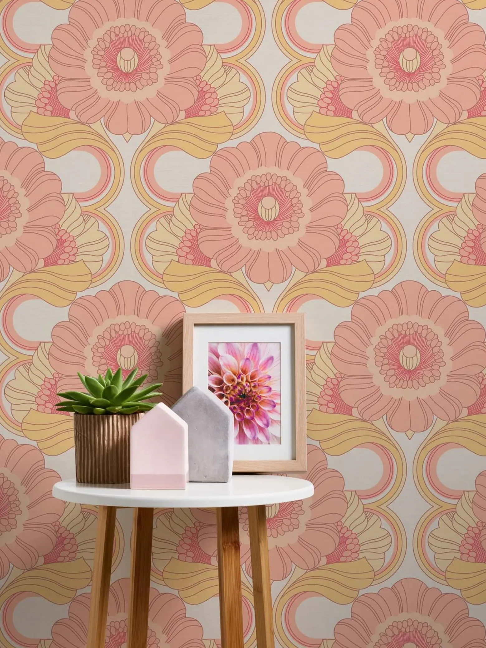 Vliestapete Floral Abstrakt Gelb Rosa 39530-5