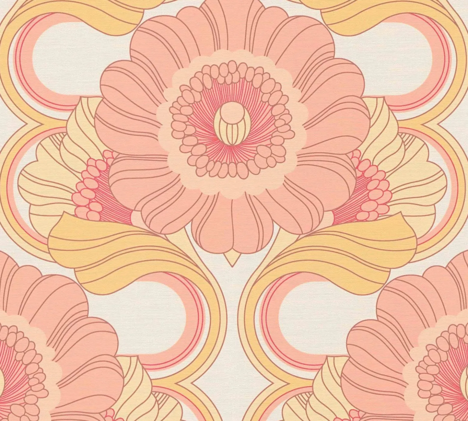Vliestapete Floral Abstrakt Gelb Rosa 39530-5
