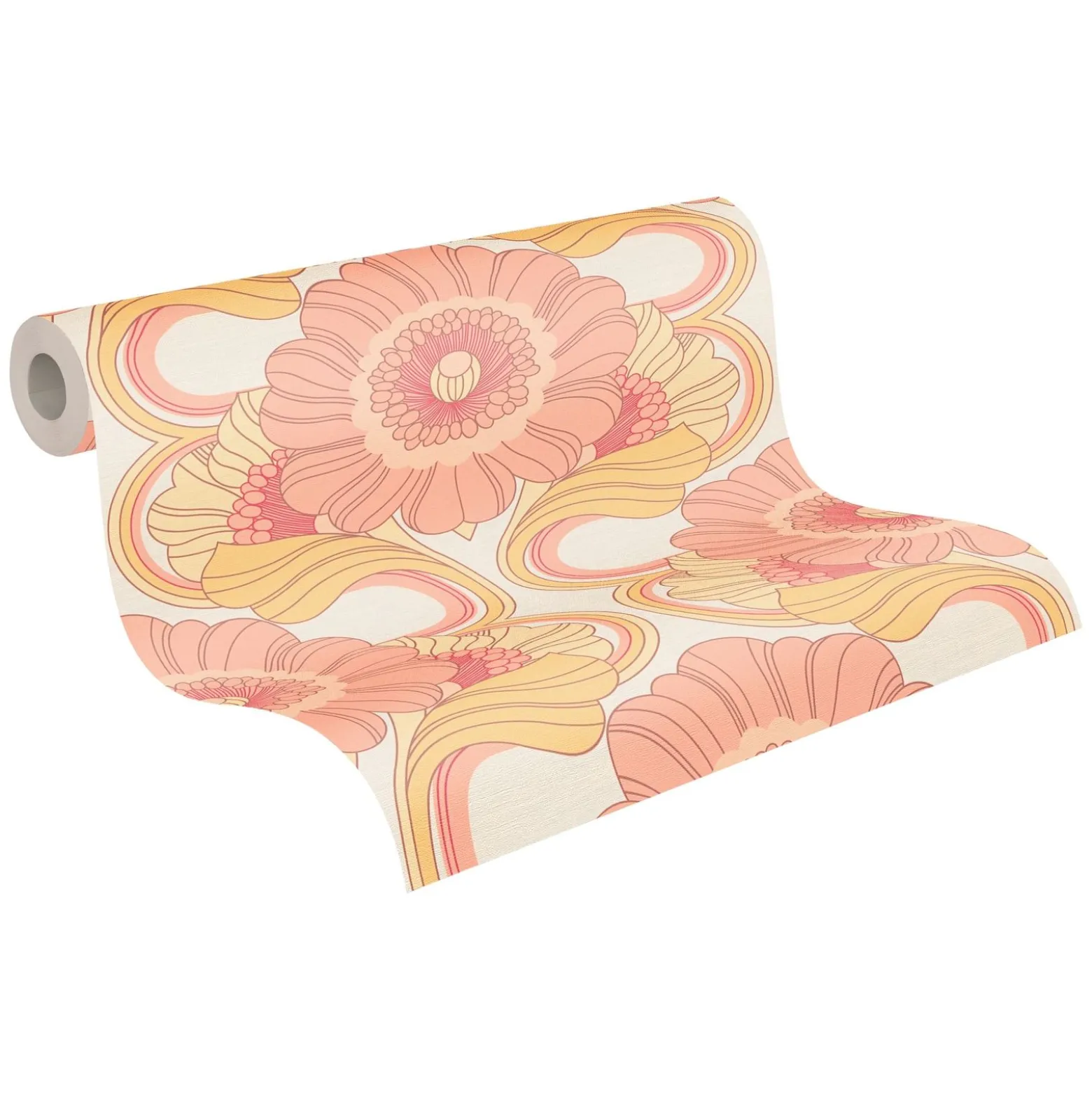 Vliestapete Floral Abstrakt Gelb Rosa 39530-5
