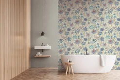 Vliestapete Floral Abstrakt Weiß Grau Blau 39695-3