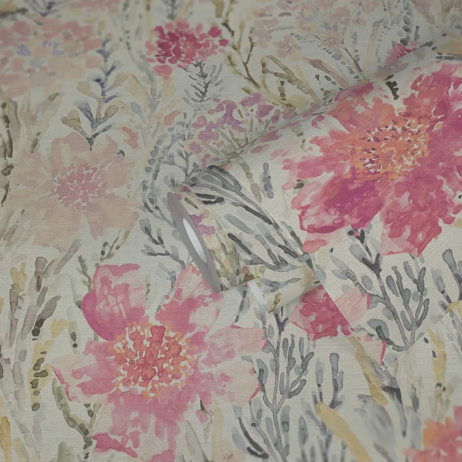 Vliestapete Floral Abstrakt Weiß Rosa Grau 39695-2