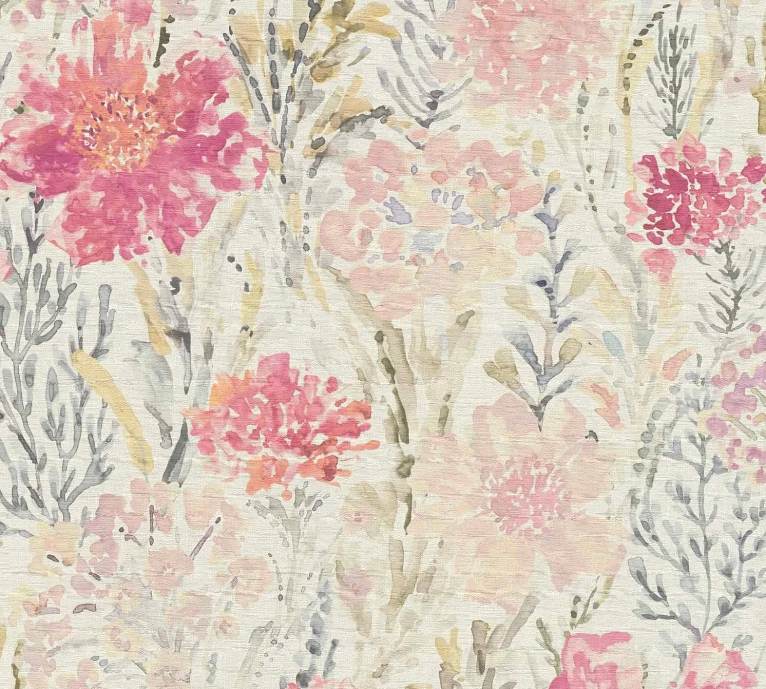 Vliestapete Floral Abstrakt Weiß Rosa Grau 39695-2