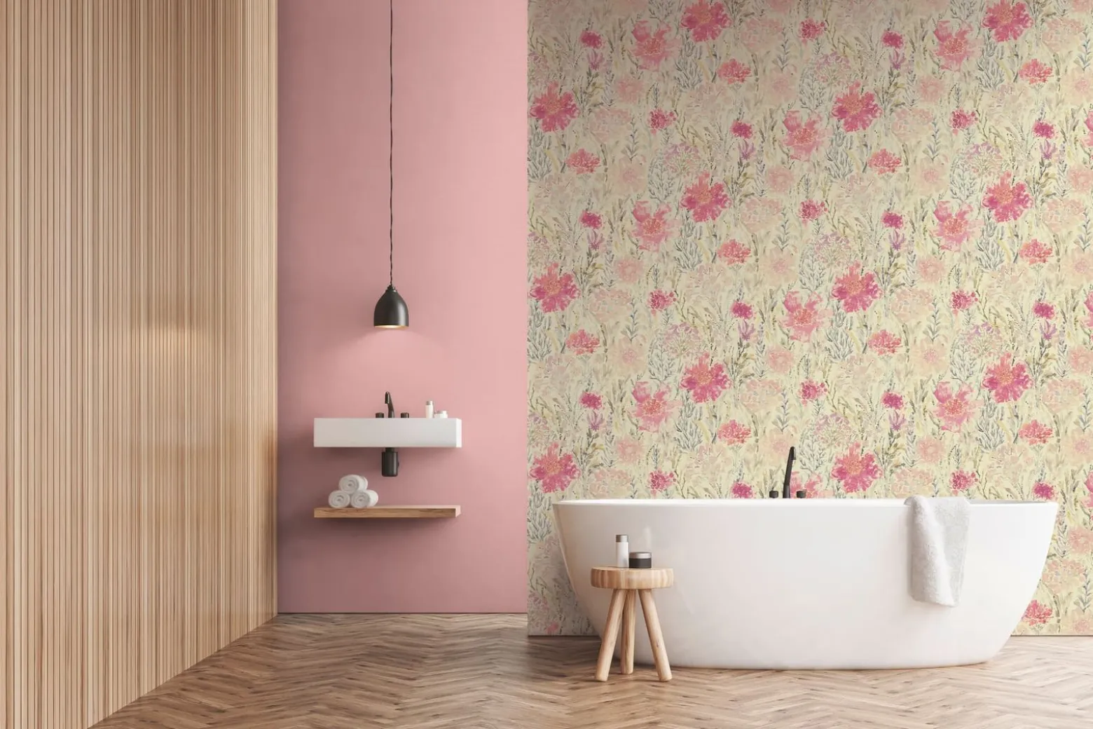 Vliestapete Floral Abstrakt Weiß Rosa Grau 39695-2