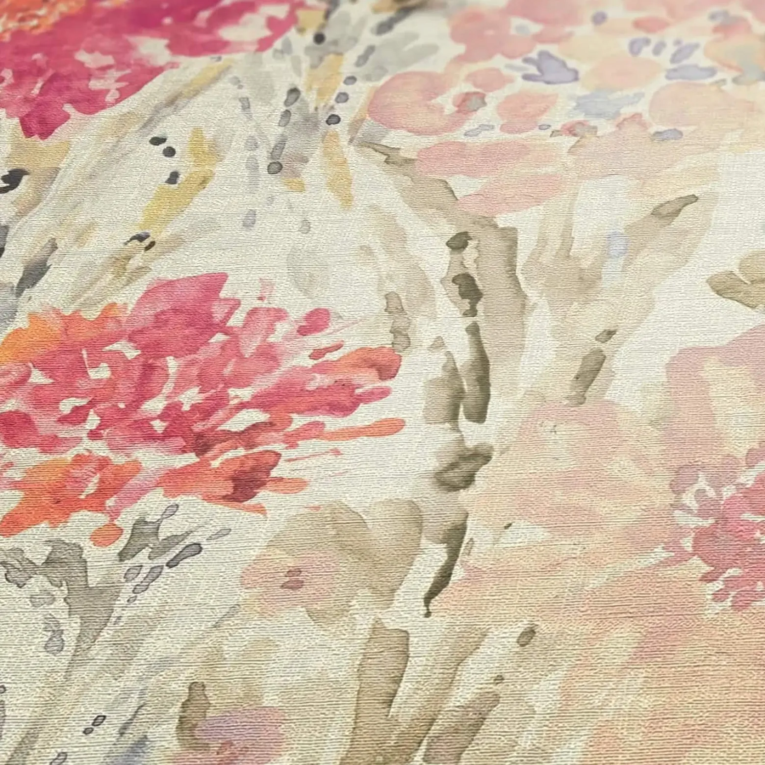 Vliestapete Floral Abstrakt Weiß Rosa Grau 39695-2