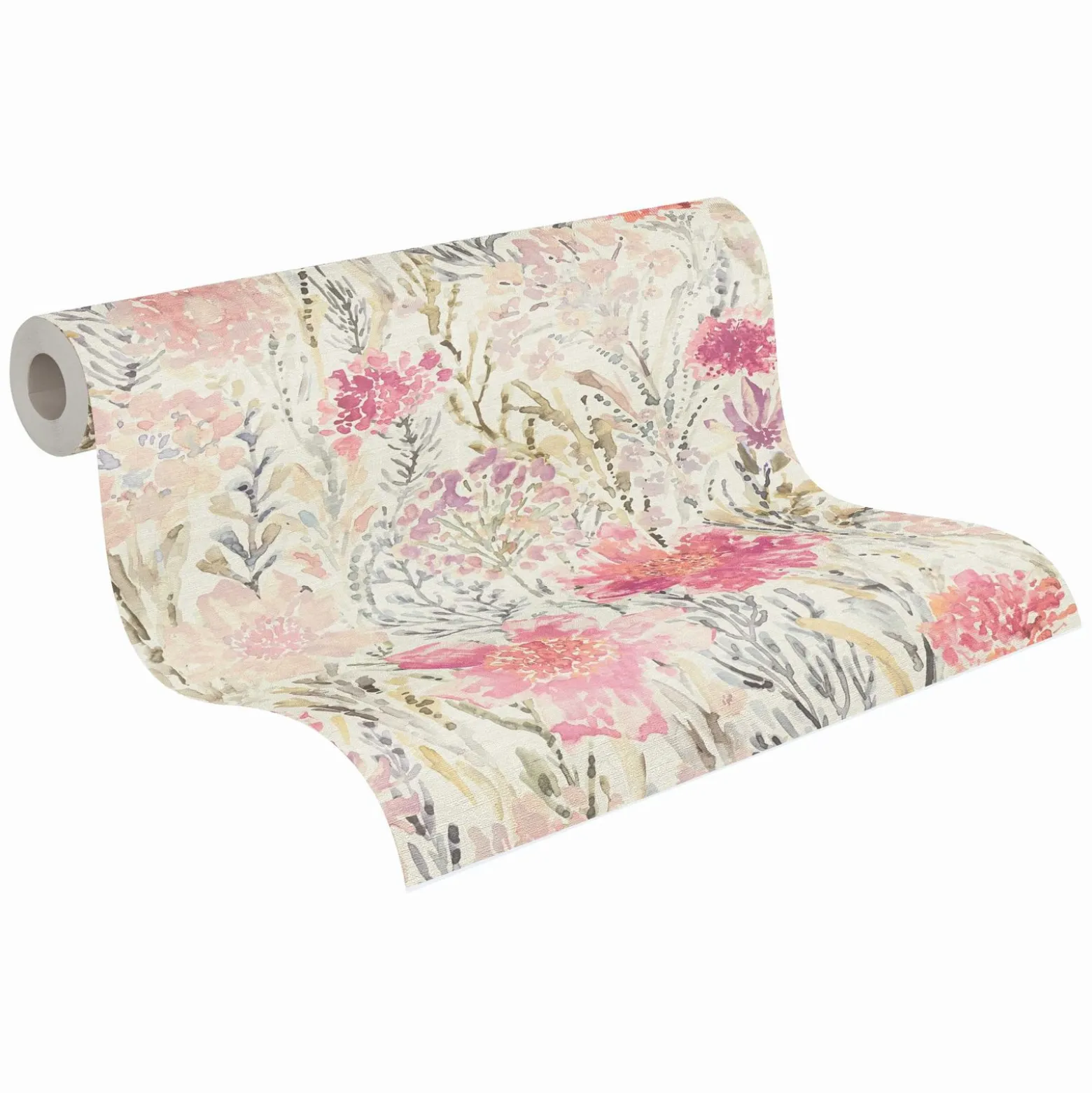 Vliestapete Floral Abstrakt Weiß Rosa Grau 39695-2