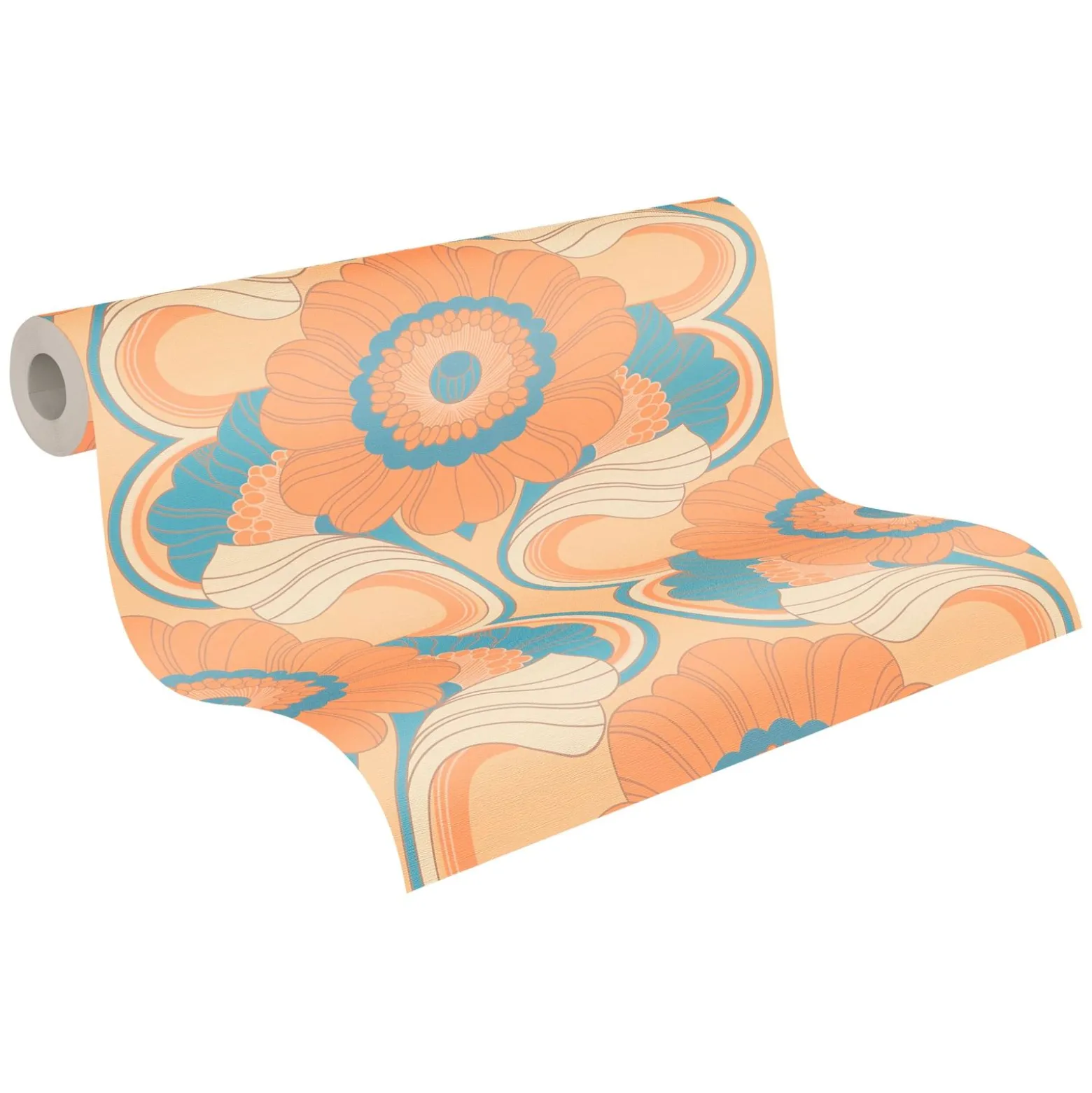 Vliestapete Floral Abstrakt Beige Türkis 39530-2