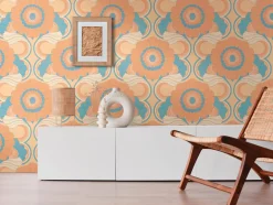 Vliestapete Floral Abstrakt Beige Türkis 39530-2
