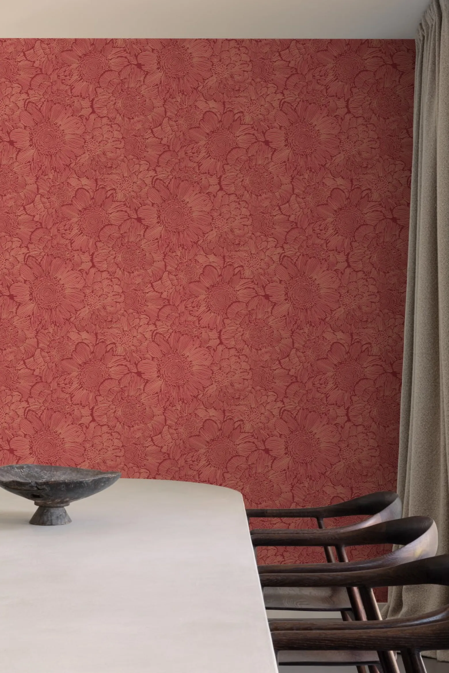 Vliestapete Floral Abstrakt Rot Gold Metallic A56402