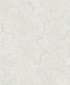 Vliestapete Floral Abstrakt Grafik Grau Weiß A56401