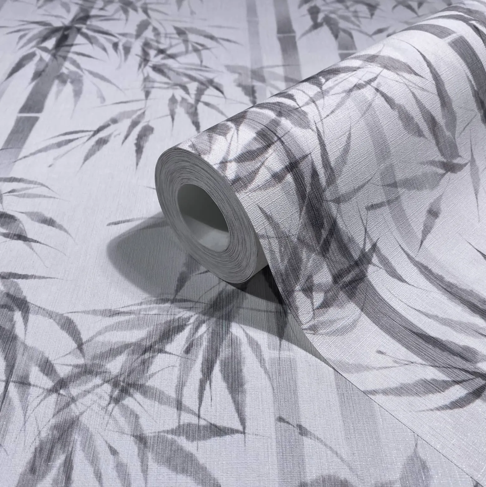 Vliestapete Floral Bambus Blätter Weiß Grau 81673